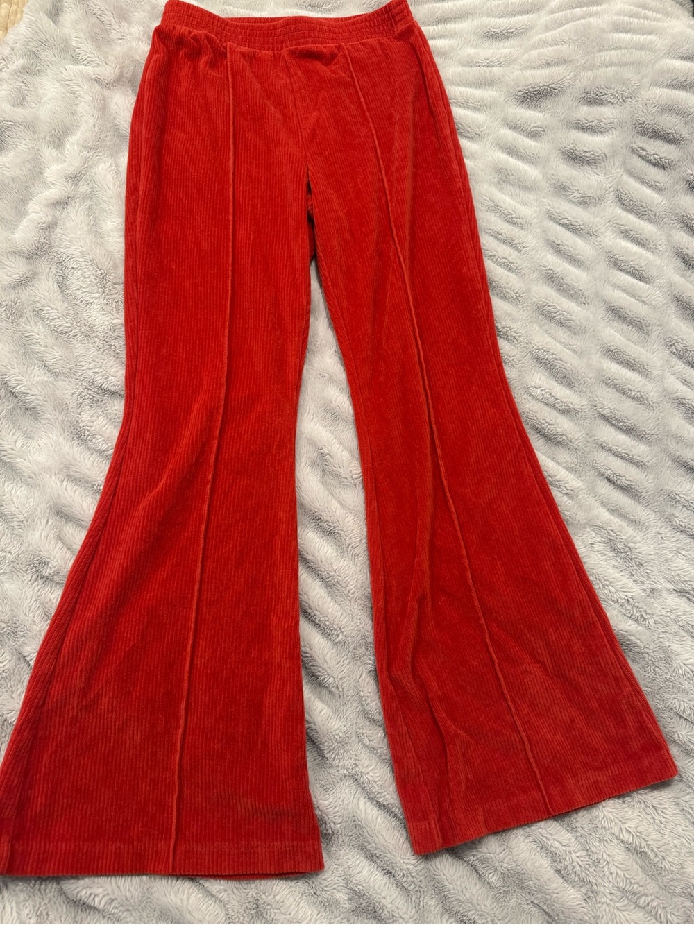 Women’s Aerie Dark Orange Ribbed Velour Flare Pants-Size Medium